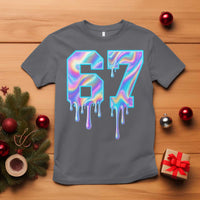 Baseball Drip Number 67 Player T Shirt Funny Six Seven Meme 67th Birthday Holographic Dripping - Wonder Print Shop