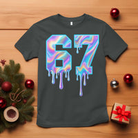 Baseball Drip Number 67 Player T Shirt Funny Six Seven Meme 67th Birthday Holographic Dripping - Wonder Print Shop