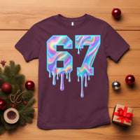 Baseball Drip Number 67 Player T Shirt Funny Six Seven Meme 67th Birthday Holographic Dripping - Wonder Print Shop