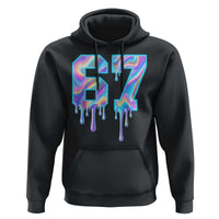 Baseball Drip Number 67 Player Hoodie Funny Six Seven Meme 67th Birthday Holographic Dripping - Wonder Print Shop