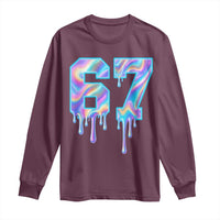 Baseball Drip Number 67 Player Long Sleeve Shirt Funny Six Seven Meme 67th Birthday Holographic Dripping - Wonder Print Shop