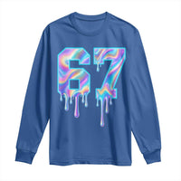Baseball Drip Number 67 Player Long Sleeve Shirt Funny Six Seven Meme 67th Birthday Holographic Dripping - Wonder Print Shop