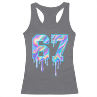 Baseball Drip Number 67 Player Racerback Tank Top Funny Six Seven Meme 67th Birthday Holographic Dripping - Wonder Print Shop