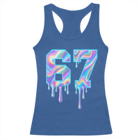 Baseball Drip Number 67 Player Racerback Tank Top Funny Six Seven Meme 67th Birthday Holographic Dripping - Wonder Print Shop