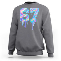 Baseball Drip Number 67 Player Sweatshirt Funny Six Seven Meme 67th Birthday Holographic Dripping - Wonder Print Shop