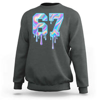 Baseball Drip Number 67 Player Sweatshirt Funny Six Seven Meme 67th Birthday Holographic Dripping - Wonder Print Shop