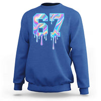 Baseball Drip Number 67 Player Sweatshirt Funny Six Seven Meme 67th Birthday Holographic Dripping - Wonder Print Shop