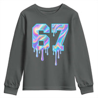 Baseball Drip Number 67 Player Youth Sweatshirt Funny Six Seven Meme 67th Birthday Holographic Dripping - Wonder Print Shop