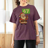 67 Christmas T Shirt For Women Funny Six Seven Meme Brainrot Santa Claus Boys - Wonder Print Shop