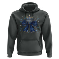 Happy Hanukkah Hoodie Coquette Hanukkah Bow Jewish Menorah