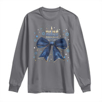 Happy Hanukkah Long Sleeve Shirt Coquette Hanukkah Bow Jewish Menorah