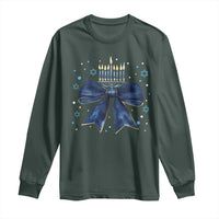Happy Hanukkah Long Sleeve Shirt Coquette Hanukkah Bow Jewish Menorah
