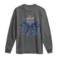 Happy Hanukkah Long Sleeve Shirt Coquette Hanukkah Bow Jewish Menorah