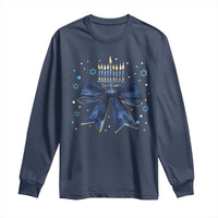 Happy Hanukkah Long Sleeve Shirt Coquette Hanukkah Bow Jewish Menorah
