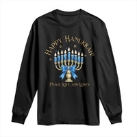 Happy Hanukkah Long Sleeve Shirt Jewish Menorah Coquette Bow