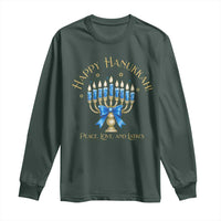 Happy Hanukkah Long Sleeve Shirt Jewish Menorah Coquette Bow