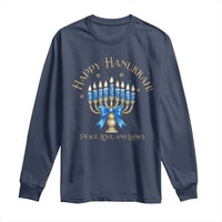 Happy Hanukkah Long Sleeve Shirt Jewish Menorah Coquette Bow