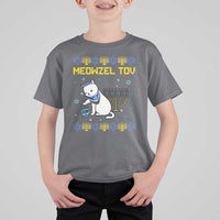 Happy Hanukkah T Shirt For Kid Menorah Meowzel Tov Ugly Hanukkah - Wonder Print Shop
