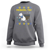 Happy Hanukkah Sweatshirt Menorah Meowzel Tov Ugly Hanukkah - Wonder Print Shop
