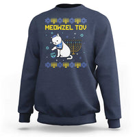 Happy Hanukkah Sweatshirt Menorah Meowzel Tov Ugly Hanukkah - Wonder Print Shop