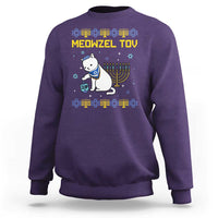 Happy Hanukkah Sweatshirt Menorah Meowzel Tov Ugly Hanukkah - Wonder Print Shop