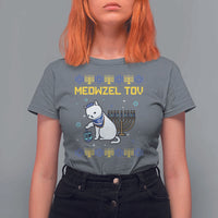 Happy Hanukkah T Shirt For Women Menorah Meowzel Tov Ugly Hanukkah - Wonder Print Shop