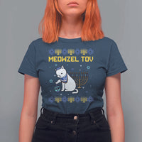 Happy Hanukkah T Shirt For Women Menorah Meowzel Tov Ugly Hanukkah - Wonder Print Shop