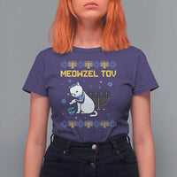 Happy Hanukkah T Shirt For Women Menorah Meowzel Tov Ugly Hanukkah - Wonder Print Shop