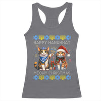 Cat Merry Christmas Happy Hanukkah Racerback Tank Top Jewish Christian Ugly Hanukkah