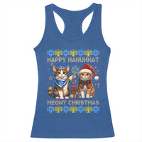 Cat Merry Christmas Happy Hanukkah Racerback Tank Top Jewish Christian Ugly Hanukkah