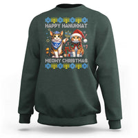 Cat Merry Christmas Happy Hanukkah Sweatshirt Jewish Christian Ugly Hanukkah - Wonder Print Shop