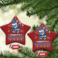 Happy Chrismukkah Merry Xmas Hanukkah Christmas Ornament Dabbing Santa Ugly Chanukah Jewish - Wonder Print Shop