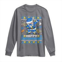 Happy Chrismukkah Merry Christmas Hanukkah Long Sleeve Shirt Dabbing Santa Ugly Chanukah Jewish