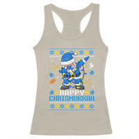 Happy Chrismukkah Merry Christmas Hanukkah Racerback Tank Top Dabbing Santa Ugly Chanukah Jewish