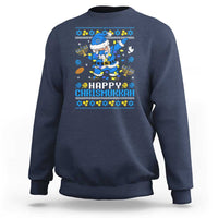 Happy Chrismukkah Merry Christmas Hanukkah Sweatshirt Dabbing Santa Ugly Chanukah Jewish - Wonder Print Shop