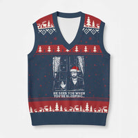 Stranger Xmas V-Neck Knit Sweater Vest Funny Murray He Sees You Vintage - Wonder Print Shop