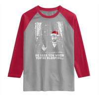 Stranger Christmas Raglan Shirt Funny Murray He Sees You Vintage - Wonder Print Shop