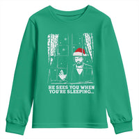 Stranger Christmas Youth Sweatshirt Funny Murray He Sees You Vintage - Wonder Print Shop