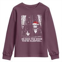 Stranger Christmas Youth Sweatshirt Funny Murray He Sees You Vintage - Wonder Print Shop