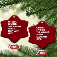 Oh Shit Funny White Elephant Gifts Ceramic Ornament - Wonder Print Shop