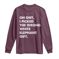 Oh Shit Funny White Elephant Gifts Long Sleeve Shirt - Wonder Print Shop