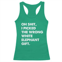 Oh Shit Funny White Elephant Gifts Racerback Tank Top - Wonder Print Shop