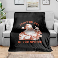 Retro Funny Santa Throw Blanket I Don't Believe In You Either 90s Christmas - Wonder Print Shop