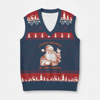 Retro Funny Santa V-Neck Knit Sweater Vest I Don't Believe In You Either 90s Xmas - Wonder Print Shop