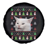 Woman Yelling At A Cat Ugly Christmas Spare Tire Cover Funny Cat Meme Matching Couple Christmas Pajama - Wonder Print Shop