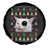 Woman Yelling At A Cat Ugly Christmas Spare Tire Cover Funny Cat Meme Matching Couple Christmas Pajama - Wonder Print Shop