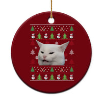Woman Yelling At A Cat Ugly Christmas Ceramic Ornament Funny Cat Meme Matching Couple Christmas Pajama - Wonder Print Shop