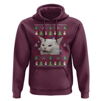 Woman Yelling At A Cat Ugly Christmas Hoodie Funny Cat Meme Matching Couple Christmas Pajama - Wonder Print Shop