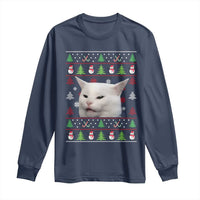 Woman Yelling At A Cat Ugly Christmas Long Sleeve Shirt Funny Cat Meme Matching Couple Christmas Pajama - Wonder Print Shop