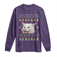 Woman Yelling At A Cat Ugly Christmas Long Sleeve Shirt Funny Cat Meme Matching Couple Christmas Pajama - Wonder Print Shop